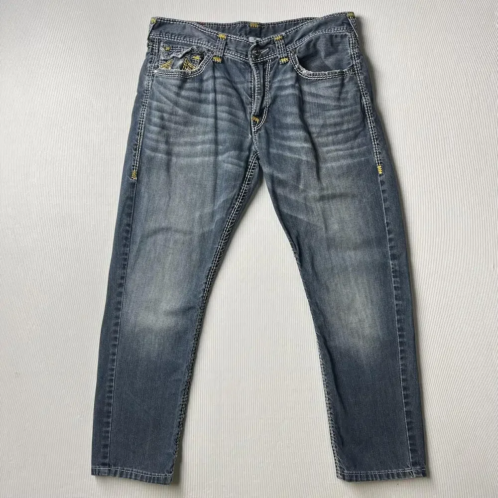 True Religion Section Straight Jeans Mens 36x31 Blue Denim Straight Leg